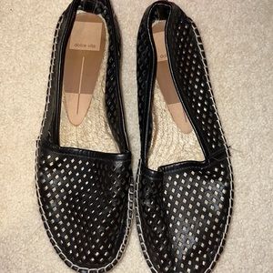 Dolce Vida espadrille flats black leather